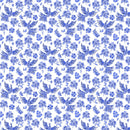 Packed Ukrainian Fantasy Birds & Flowers Fabric - Blue/White - ineedfabric.com