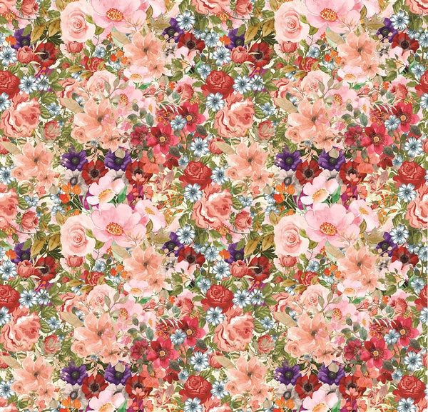 Packed Watercolor Flowers Pattern 3 Fabric - ineedfabric.com