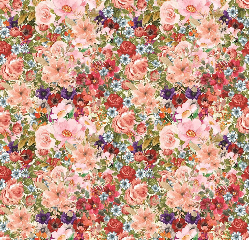 Packed Watercolor Flowers Pattern 3 Fabric - ineedfabric.com