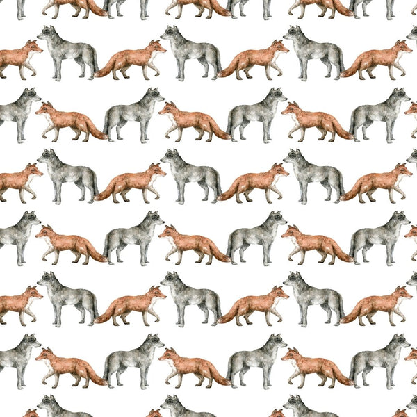 Packed Wild Fox & Deer Fabric - ineedfabric.com