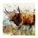 Paint Drip Highland Cow 1 Fabric Panel - ineedfabric.com