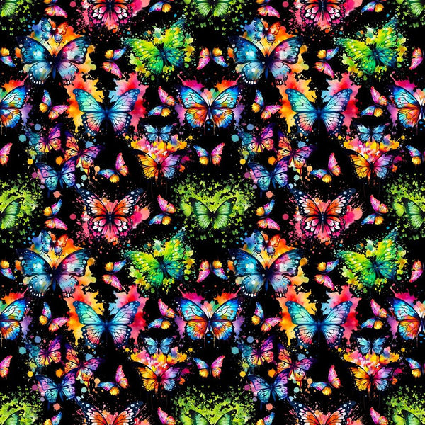 Paint Splattered Butterfly Fabric - ineedfabric.com