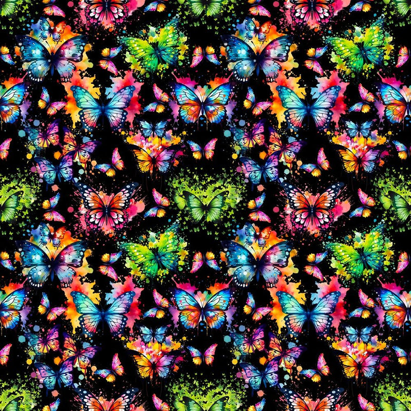 Paint Splattered Butterfly Fabric - ineedfabric.com