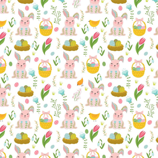 Paisley Easter Bunny & Basket Fabric - ineedfabric.com