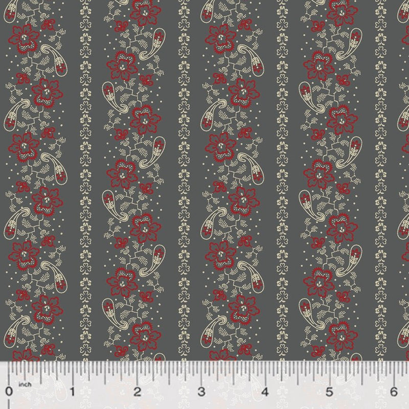 Paisley Stripe Fabric - Gray - ineedfabric.com