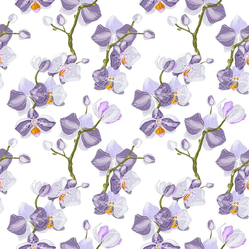 Paradise Flowers on Vines Fabric - White - ineedfabric.com