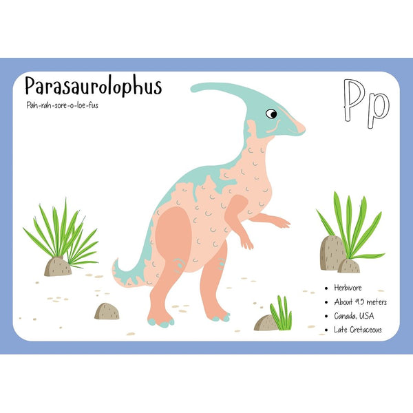 Parasaurolophus Flash Card Fabric Panel - ineedfabric.com