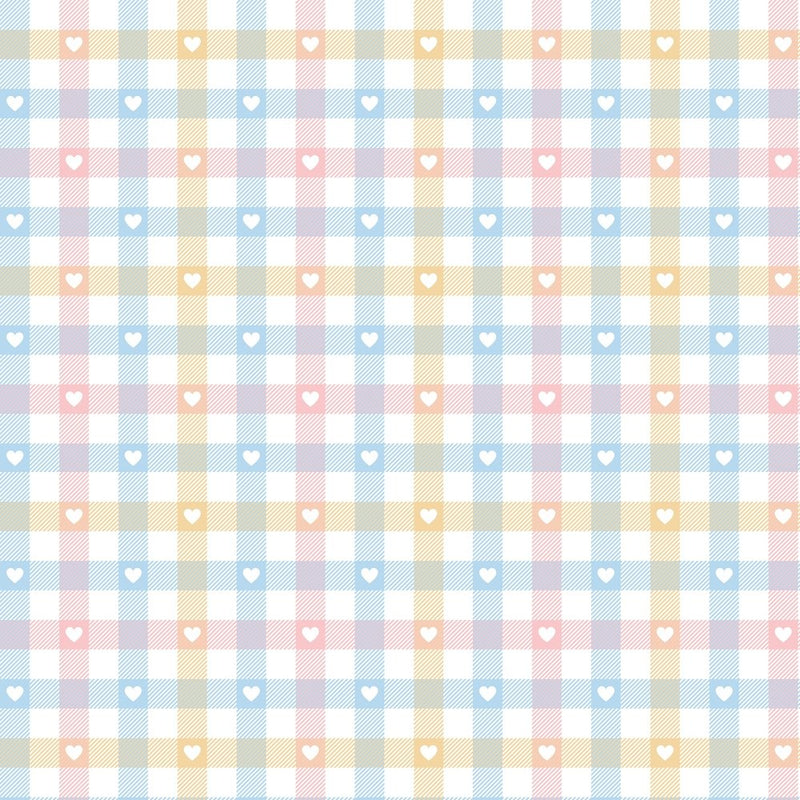 Pastel Gingham Hearts & Stripes Fabric - ineedfabric.com