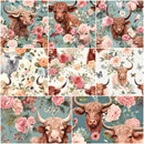 Pastel Highland Cows Fat Quarter Bundle - 8 Pieces - ineedfabric.com