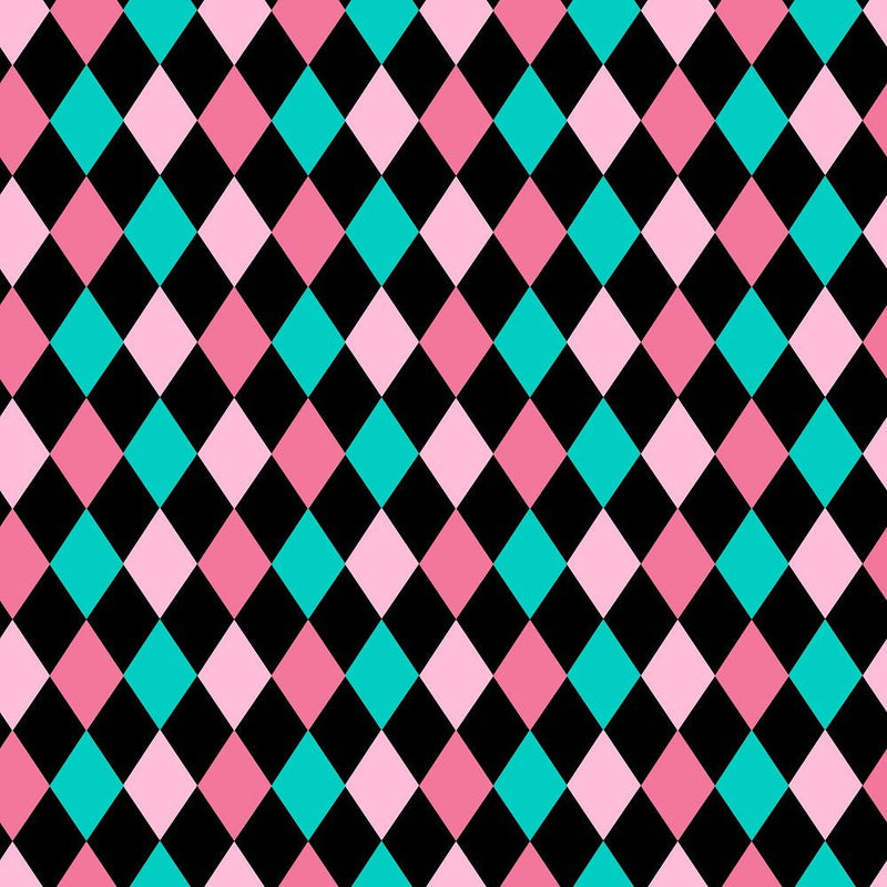 Pastel Rainbow Diamonds Checkered Fabric - Multi - ineedfabric.com