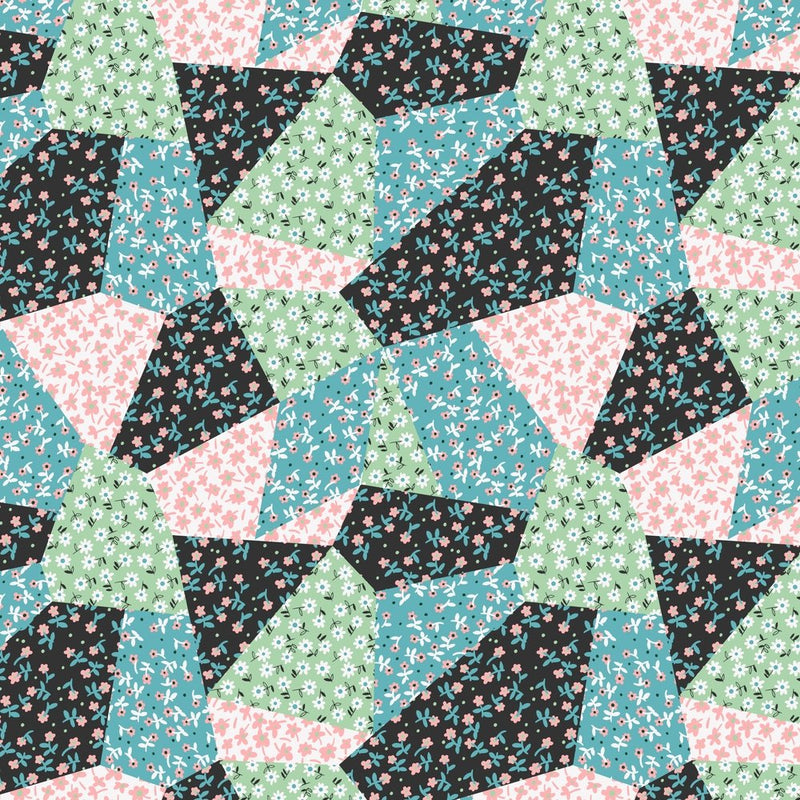 Patchwork Daises Fabric - Mint - ineedfabric.com