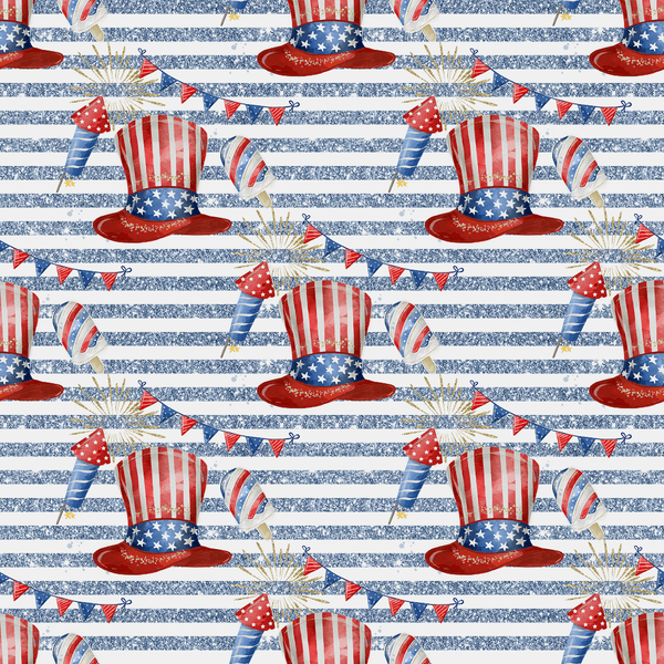 Patriot Party Supplies & Stripes Fabric - Blue - ineedfabric.com