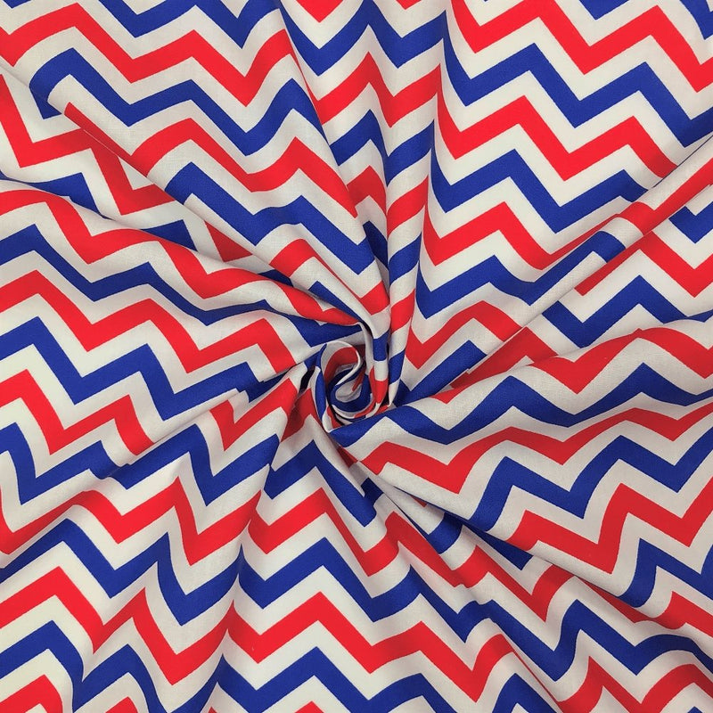 Patriotic Chevron Stripes Fabric - ineedfabric.com