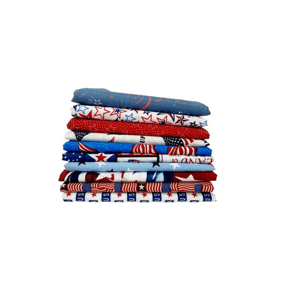Patriotic Fat Quarter Fabric Bundle - 10pk - ineedfabric.com