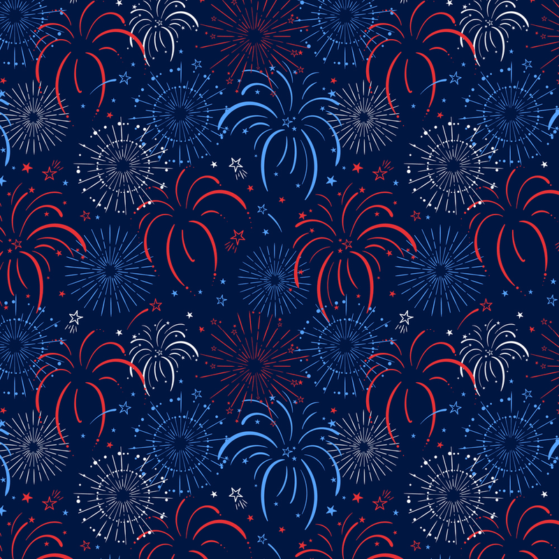 Patriotic Firework Fabric - Blue - ineedfabric.com
