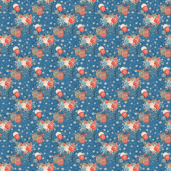 Patriotic Gift Bag & Stars Fabric - Blue - ineedfabric.com