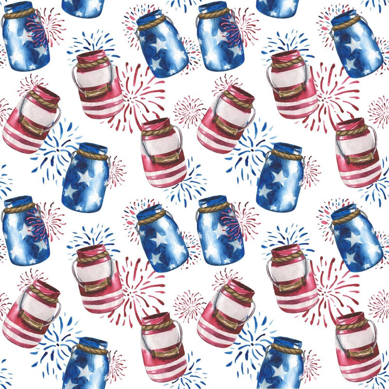 Patriotic Mason Jars Fabric - ineedfabric.com