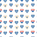 Patriotic Patchwork Hearts Fabric - Multi - ineedfabric.com