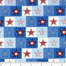 Patriotic Prints, Block Stars Fabric - ineedfabric.com