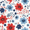 Patriotic Watercolor Floral Fabric - ineedfabric.com