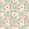 Peach Romance Bouquet on Hearts Fabric - Green - ineedfabric.com