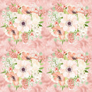 Peach Romance Bouquet on Small Polka Dot Fabric - Pink - ineedfabric.com