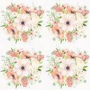 Peach Romance Bouquet on Small Polka Dot Fabric - White - ineedfabric.com