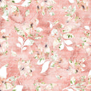 Peach Romance Branches Words Fabric - Pink - ineedfabric.com