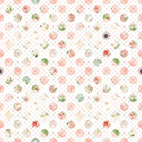 Peach Romance Dots Fabric - White - ineedfabric.com