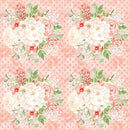 Peach Romance Large Bouquet on Hearts Fabric - Pink - ineedfabric.com