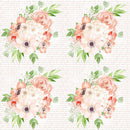 Peach Romance Large Bouquet Words Fabric - ineedfabric.com