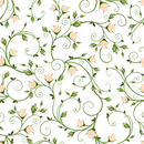 Peach Rosebuds on Vines Fabric - White - ineedfabric.com