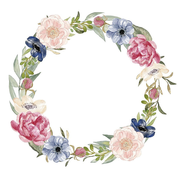 Peonies Wreath 1 Fabric Panel - ineedfabric.com