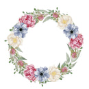 Peonies Wreath 2 Fabric Panel - ineedfabric.com