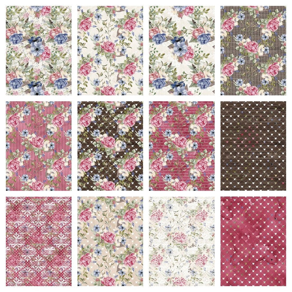 Peonies Wreath Fabric Collection - 1/2 Yard Bundle - ineedfabric.com