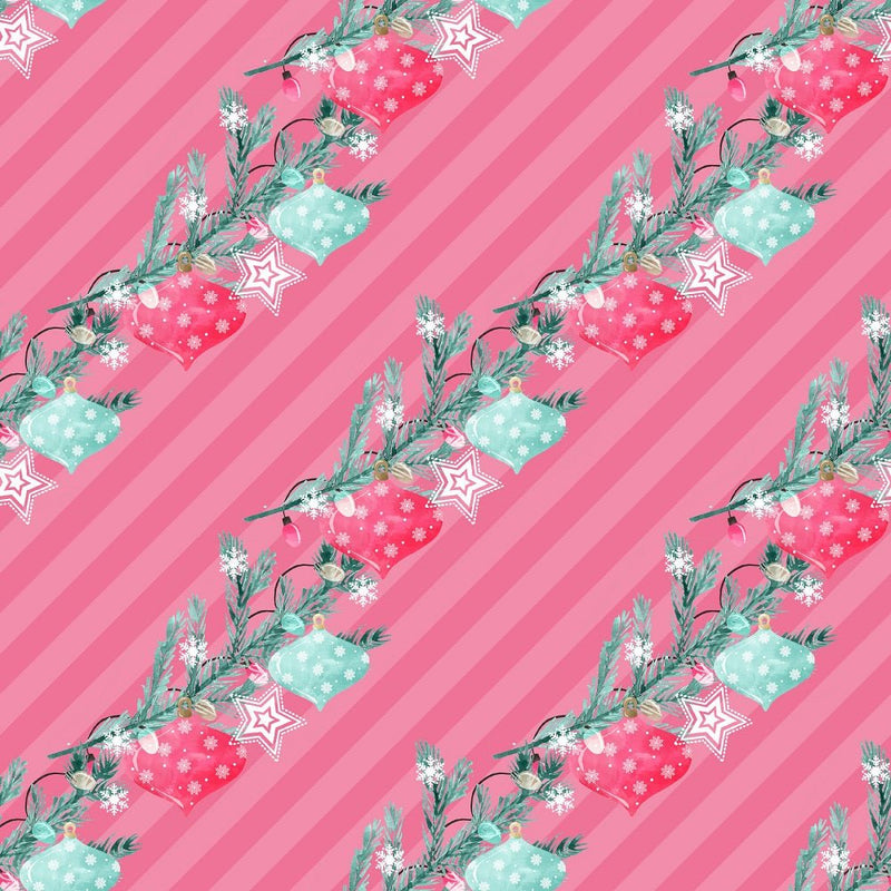 Peppermint Christmas Garland Fabric - Pink - ineedfabric.com