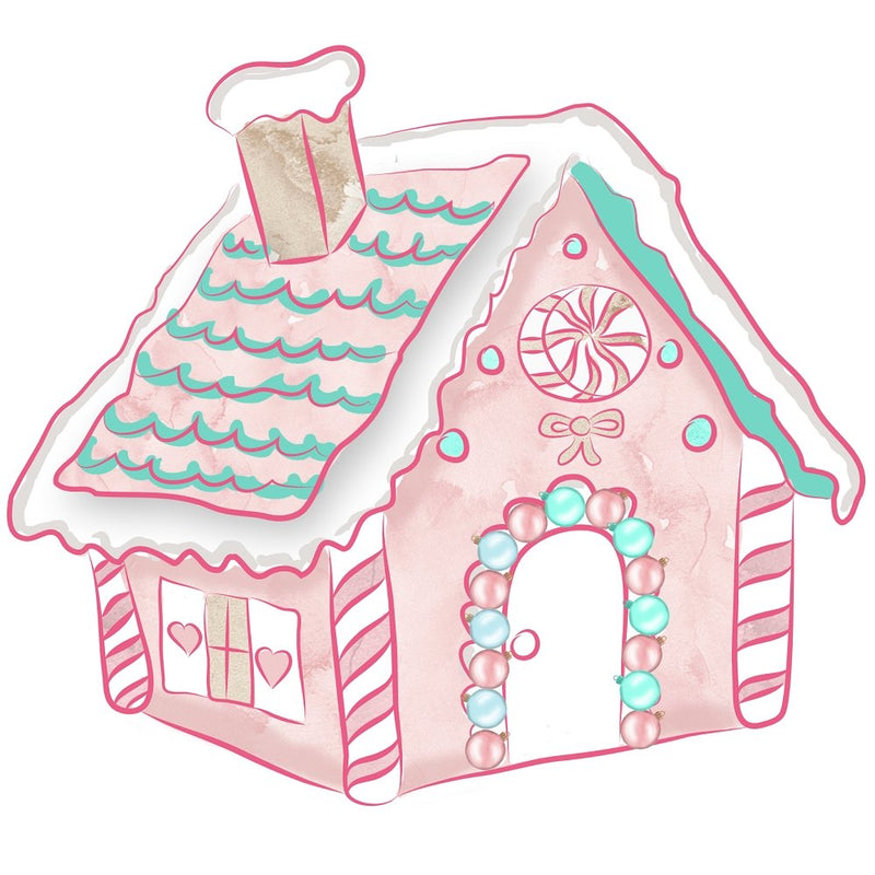 Peppermint Christmas Gingerbread House Fabric Panel - ineedfabric.com