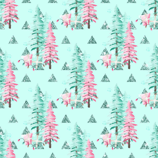 Peppermint Christmas Trees Fabric - Green - ineedfabric.com