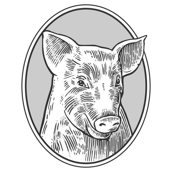 Pig Head Icon Fabric Panel - ineedfabric.com