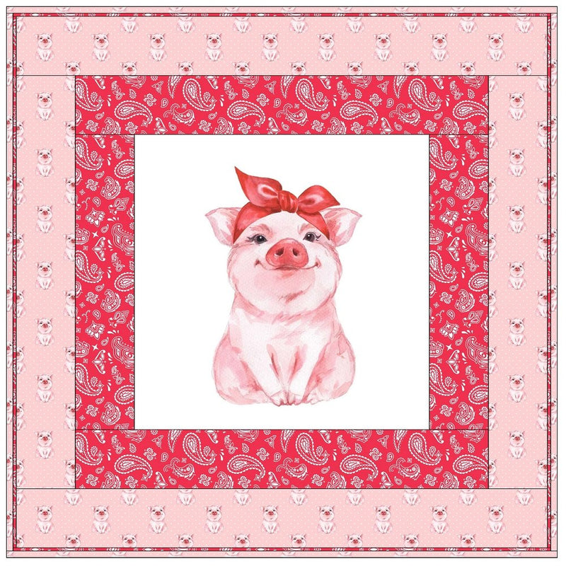 Pig Wearing Bandana Wall Hanging 42" x 42" - ineedfabric.com