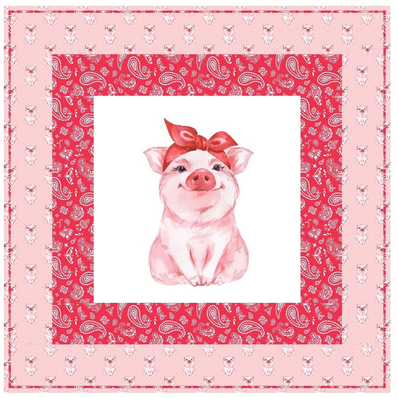 Pig Wearing Bandana Wall Hanging 42" x 42" - ineedfabric.com