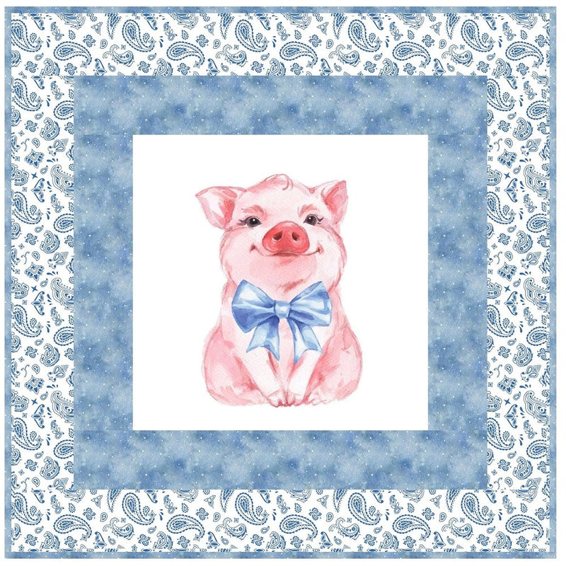 Pig With Bow Wall Hanging 42" x 42" - ineedfabric.com
