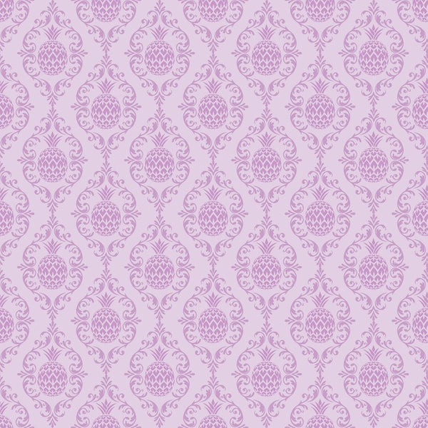 Pineapple Damask Fabric - Purple - ineedfabric.com
