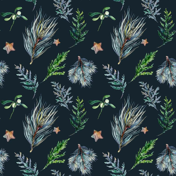 Pines & Stars Allover Fabric - Navy Blue - ineedfabric.com