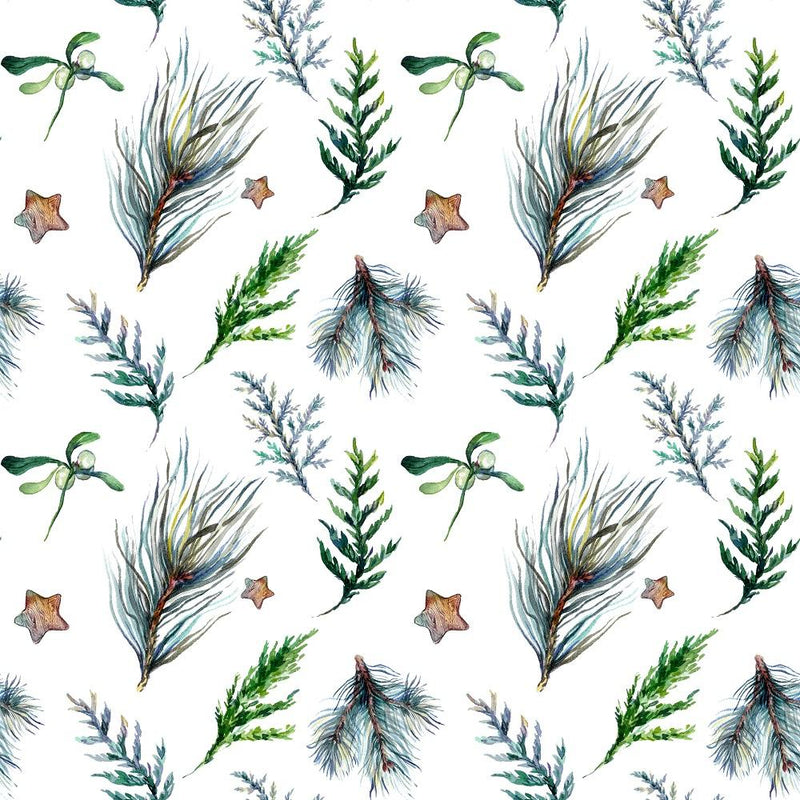 Pines & Stars Allover Fabric - White - ineedfabric.com