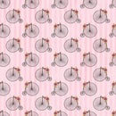 Pink and Gold Steampunk Bicycles Fabric - ineedfabric.com