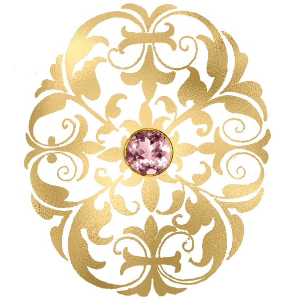 Pink and Gold Steampunk Jewel Fabric Panel - ineedfabric.com