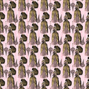 Pink and Gold Steampunk Lady Fabric - ineedfabric.com