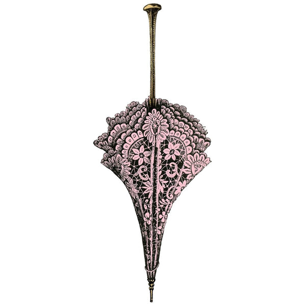 Pink and Gold Steampunk Parasol Fabric Panel - ineedfabric.com