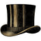 Pink and Gold Steampunk Top Hat Fabric Panel - ineedfabric.com